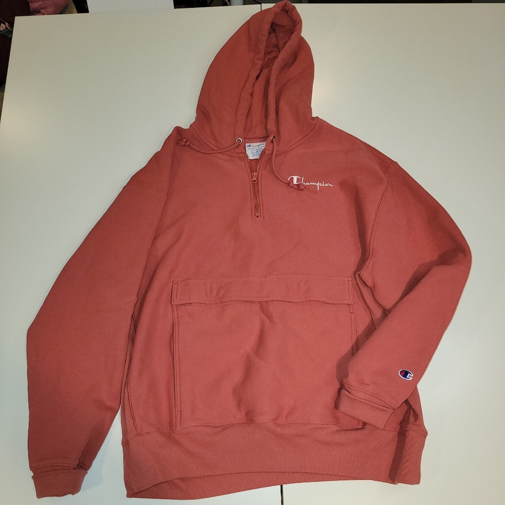Orange Champion Thick Sweatshirt pocket Size 2xl quarter zip